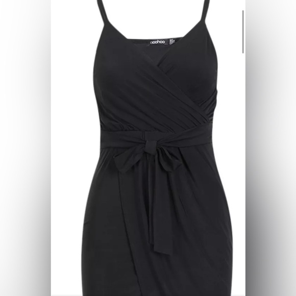 DISCO SLINKY WRAP DRAPE DRESS Black Jersey Feel Size 10 - Picture 14 of 16